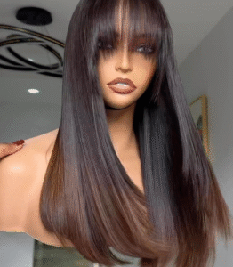 Peruca vietnamita com franja tamanho 18